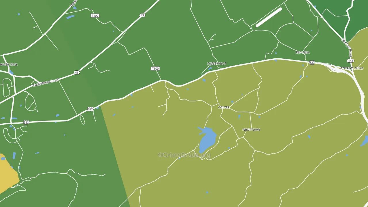 Tusseyville, PA Map of Vandalism Rates