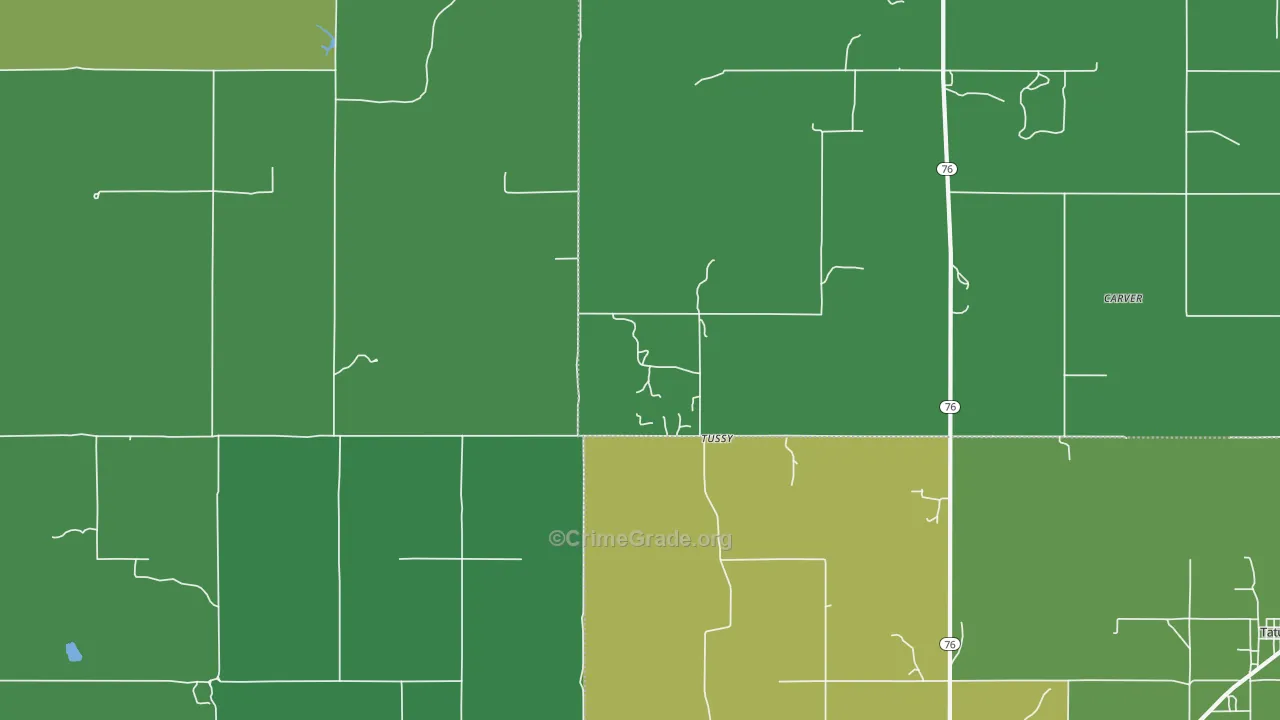 Tussy, OK Map of Vandalism Rates