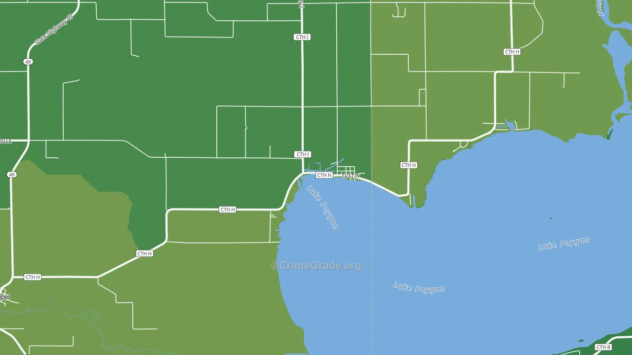 Tustin, WI Map of Vandalism Rates