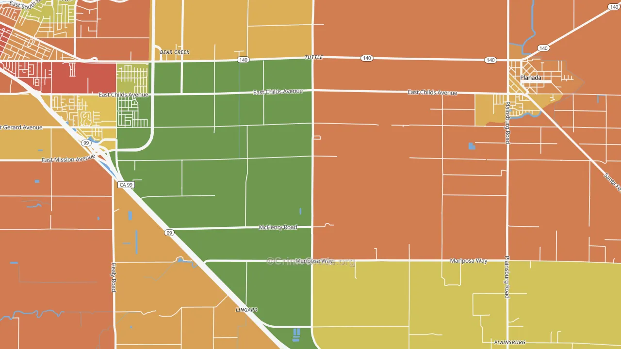 Tuttle, CA Map of Vandalism Rates