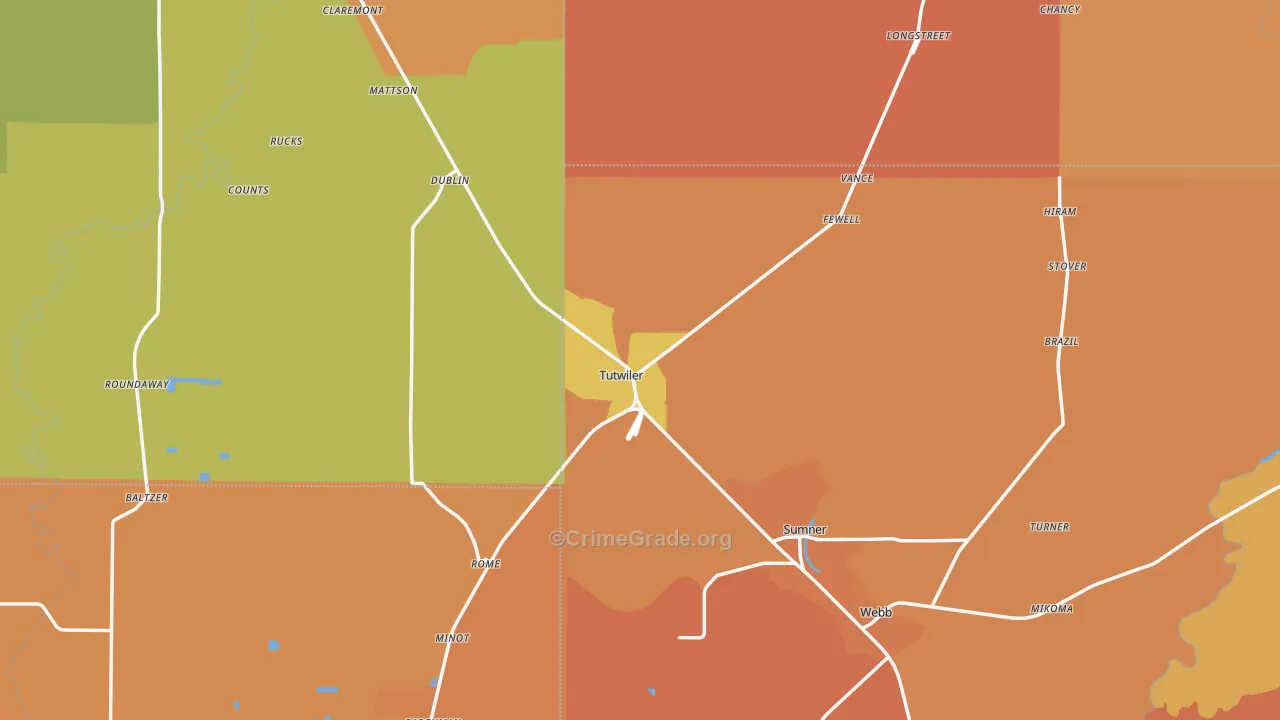 Tutwiler, MS Map of Vandalism Rates