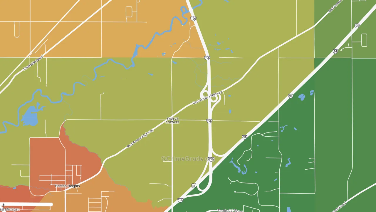 Twelve Corners, MI Map of Vandalism Rates