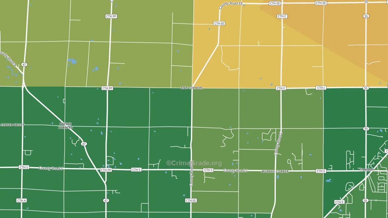 Twelve Corners, WI Map of Vandalism Rates