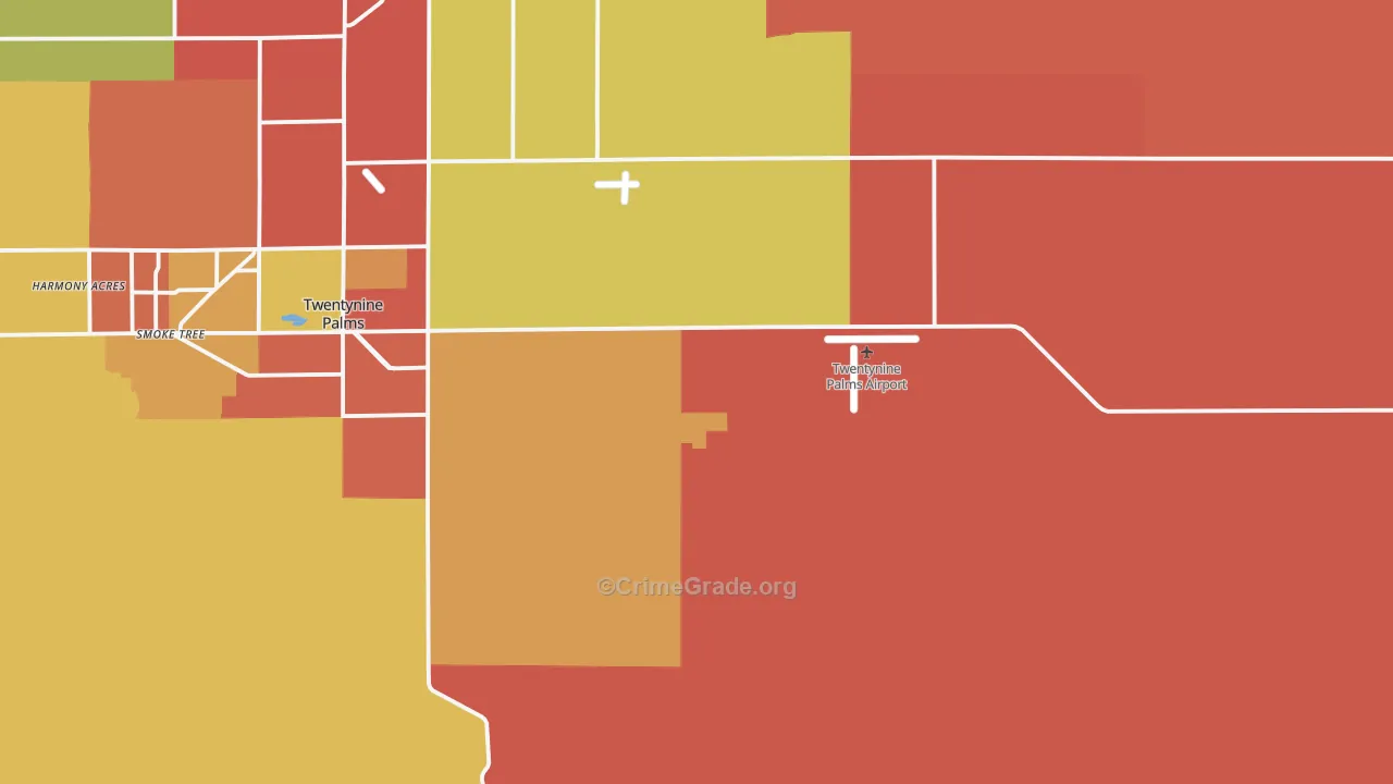 Twentynine Palms Marine Corps Base, CA Map of Vandalism Rates