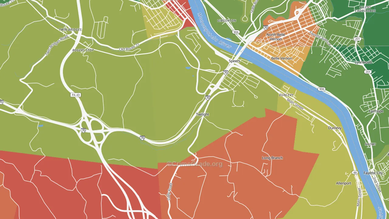 Twilight, PA Map of Vandalism Rates