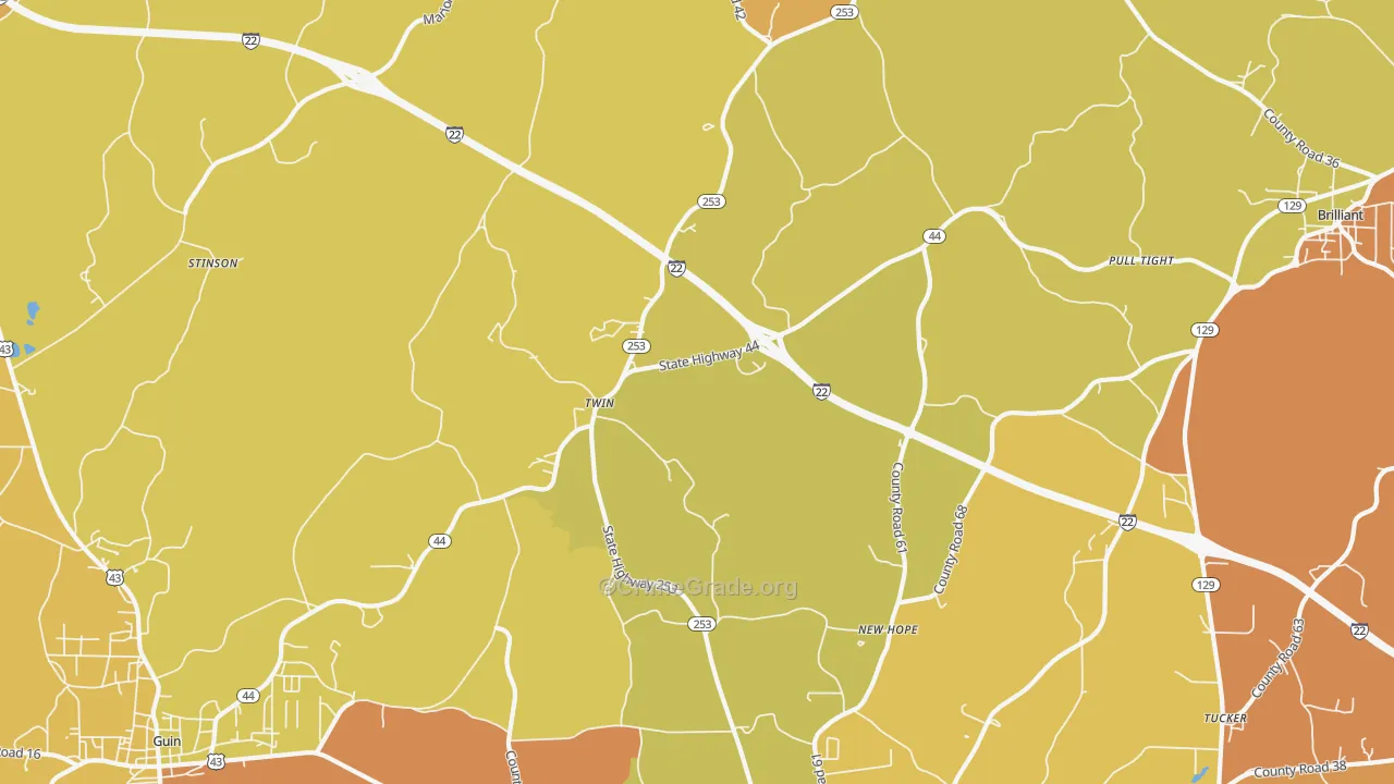 Twin, AL Map of Vandalism Rates