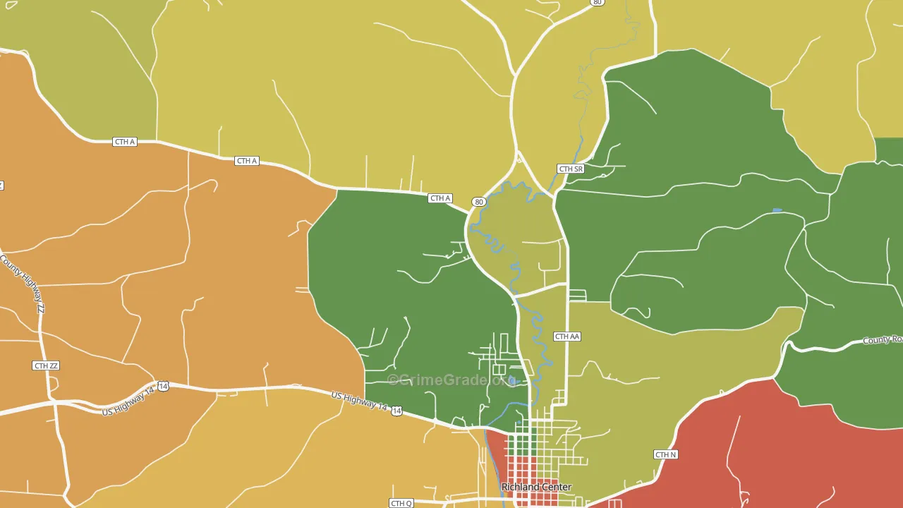 Twin Bluffs, WI Map of Vandalism Rates