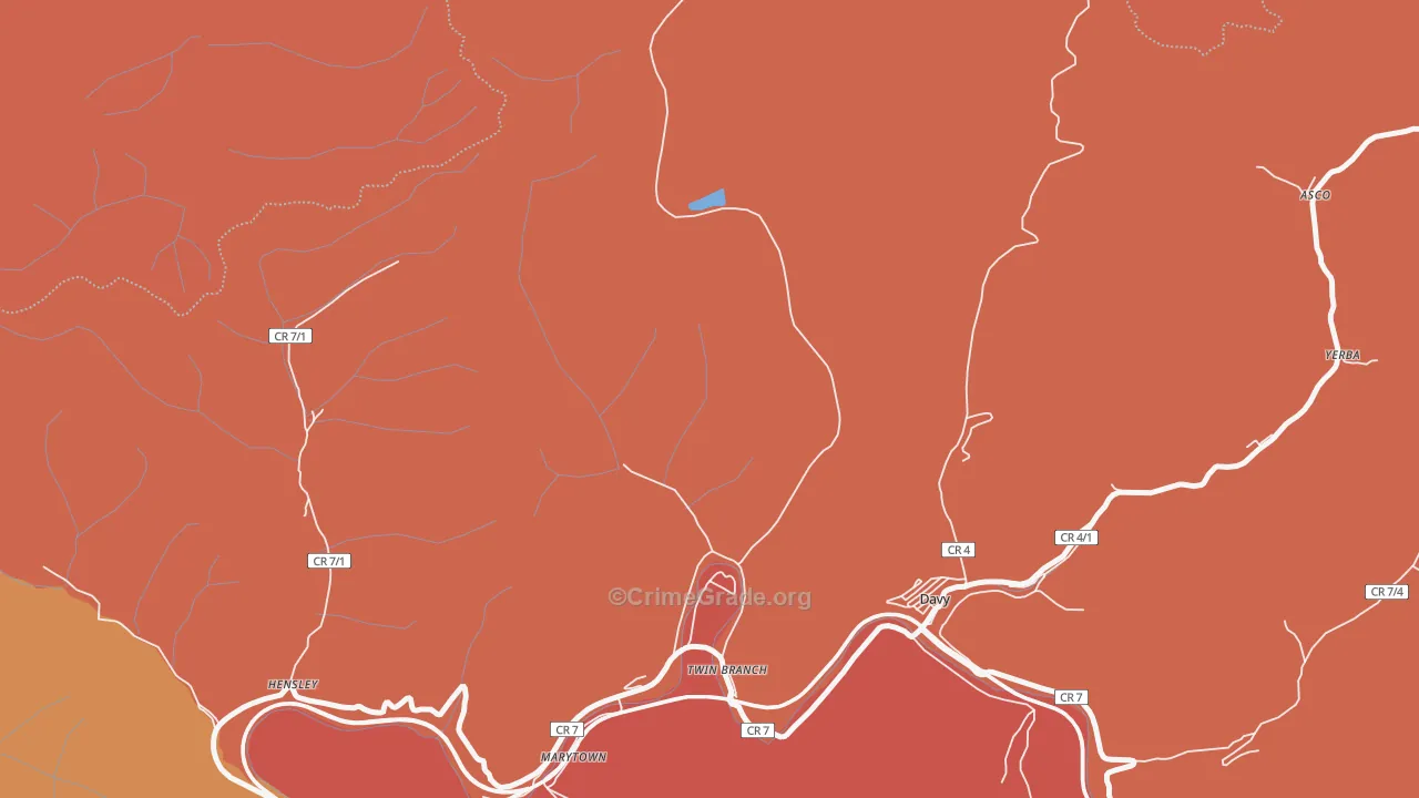 Twin Branch, WV Map of Vandalism Rates