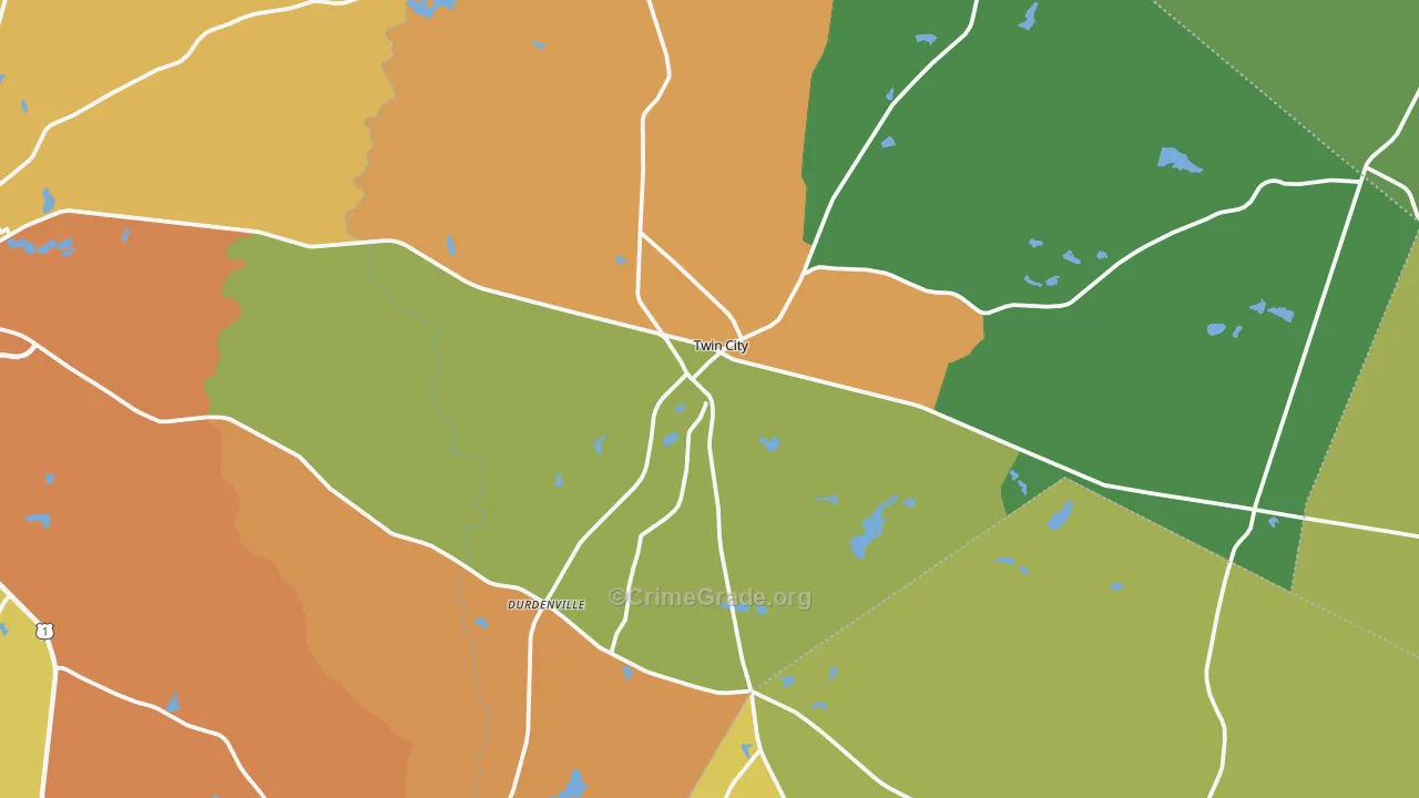 Twin City, GA Map of Vandalism Rates