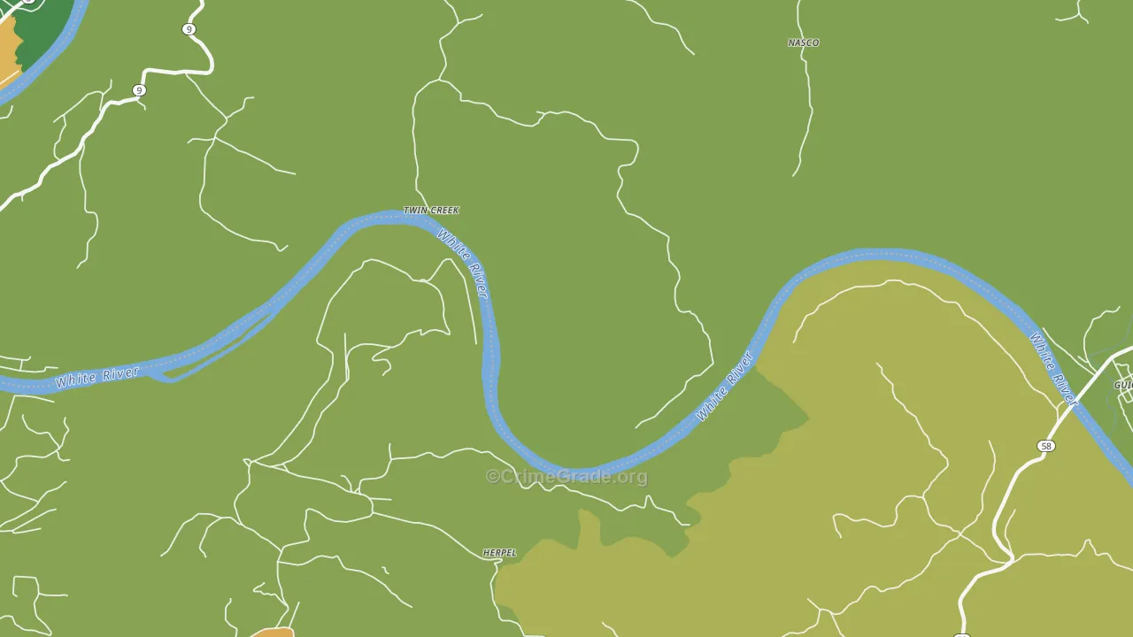 Twin Creek, AR Map of Vandalism Rates