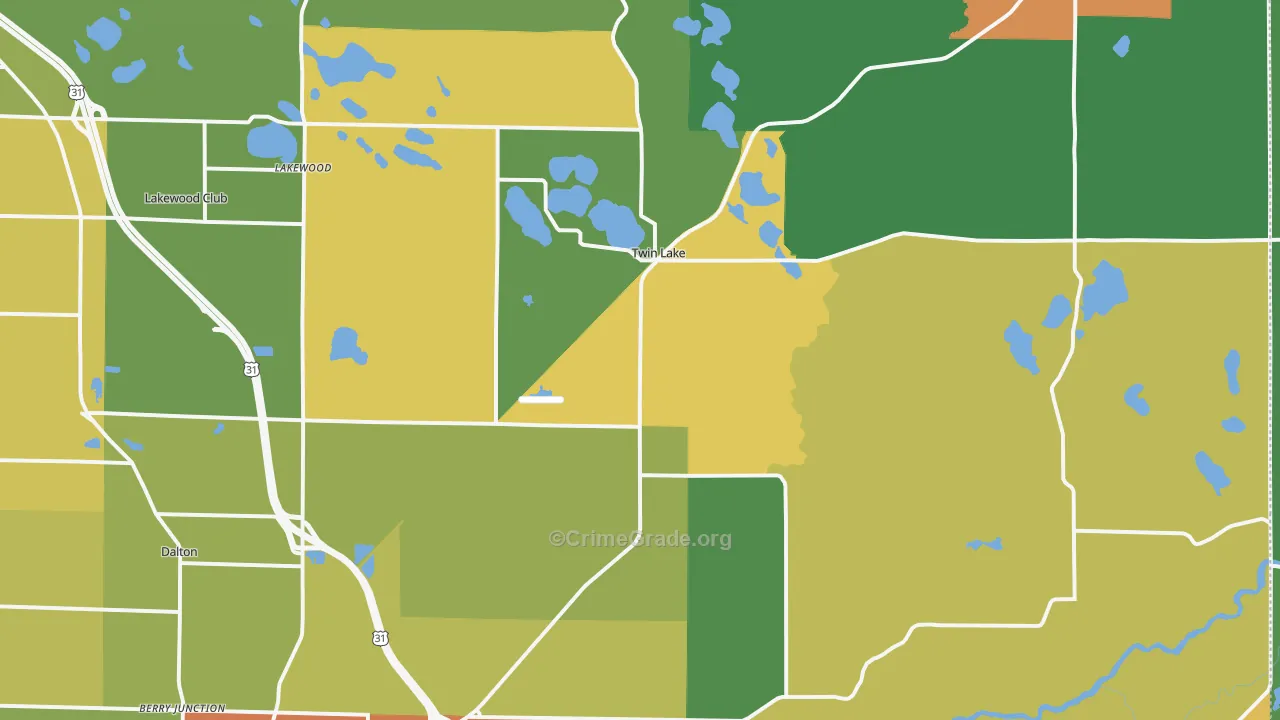 Twin Lake, MI Map of Vandalism Rates