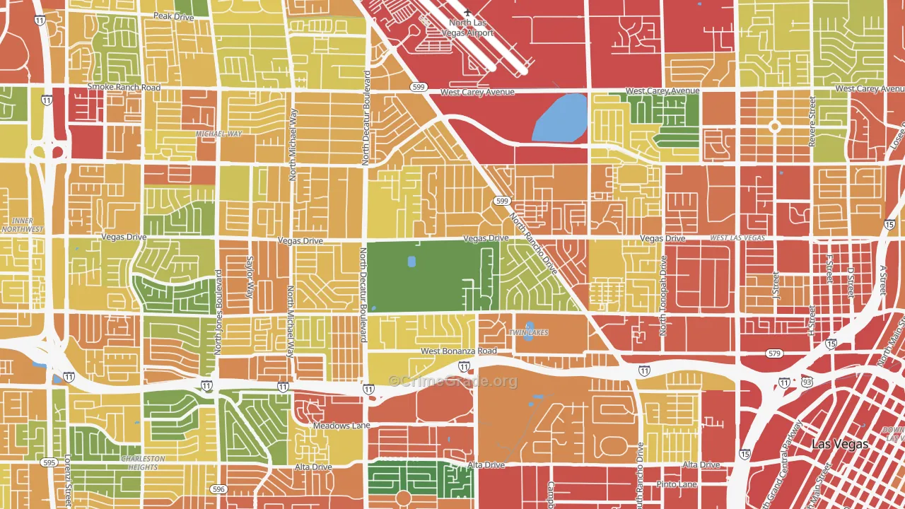 Twin Lakes, Las Vegas, NV Map of Vandalism Rates
