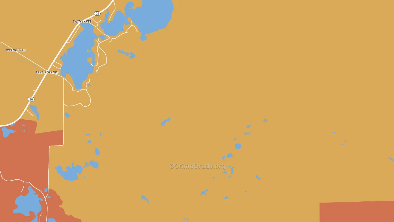 Twin Lakes, MI Map of Vandalism Rates