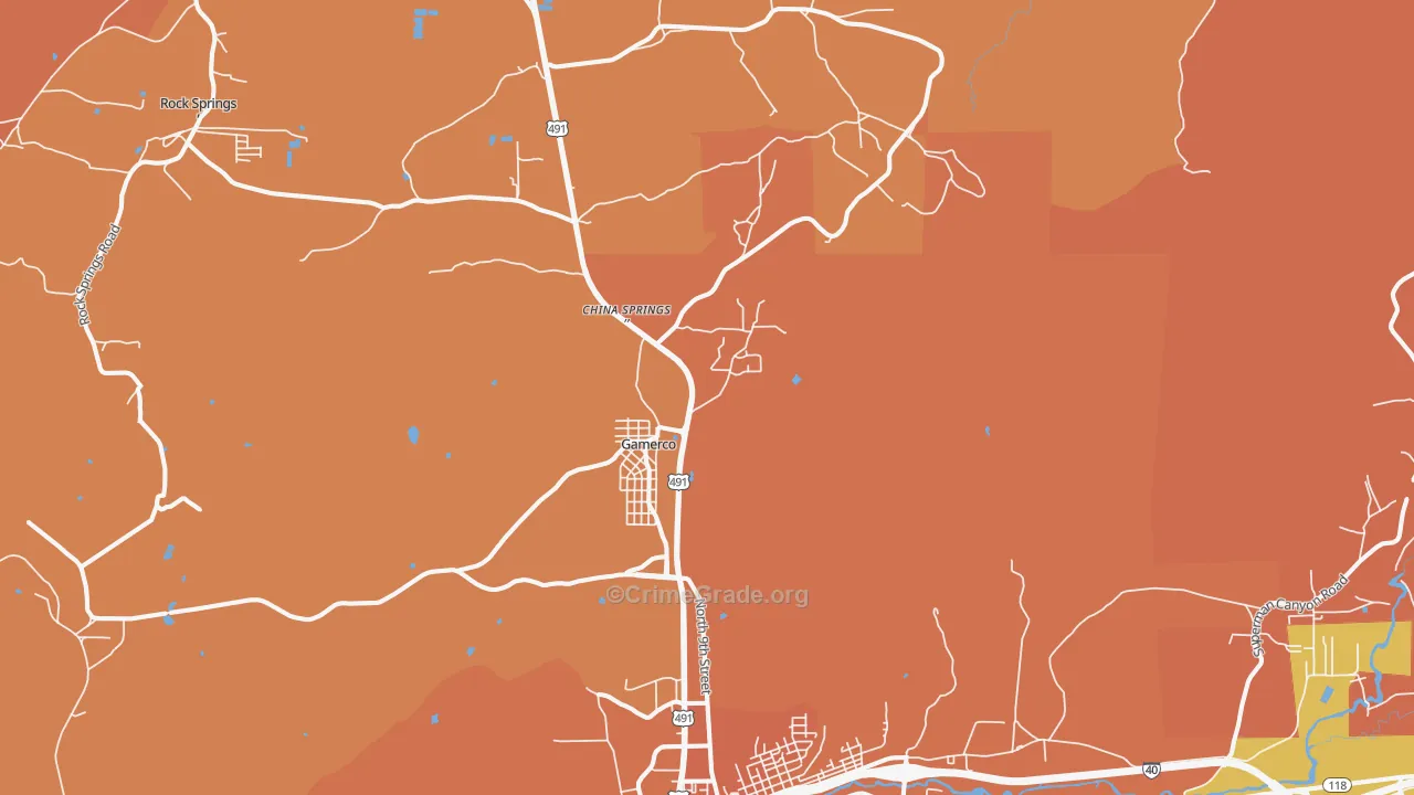 Twin Lakes, NM Map of Vandalism Rates