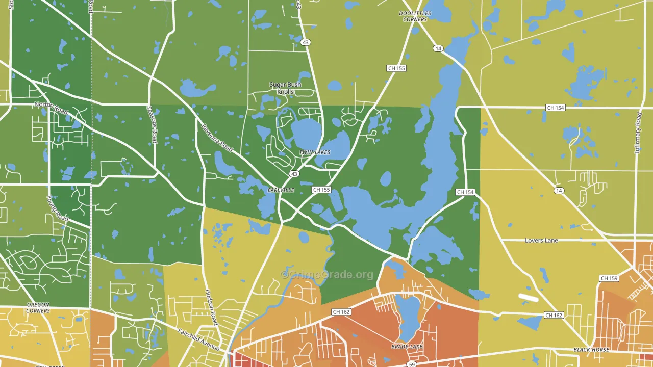 Twin Lakes, OH Map of Vandalism Rates