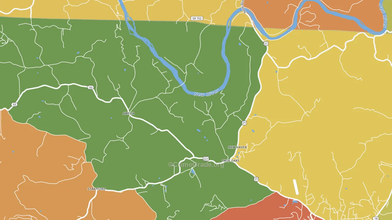 Twin Oaks, NC Map of Vandalism Rates