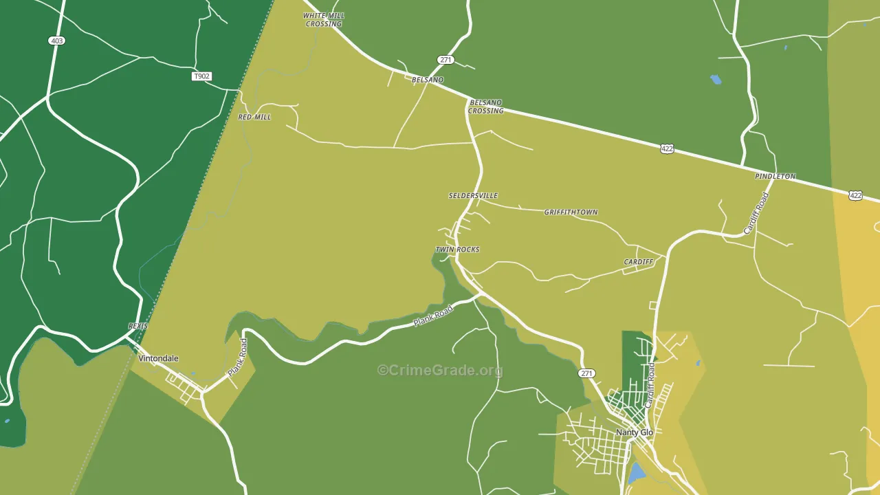 Twin Rocks, PA Map of Vandalism Rates