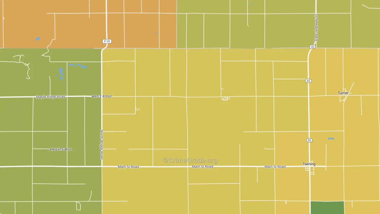 Twining, MI Map of Vandalism Rates