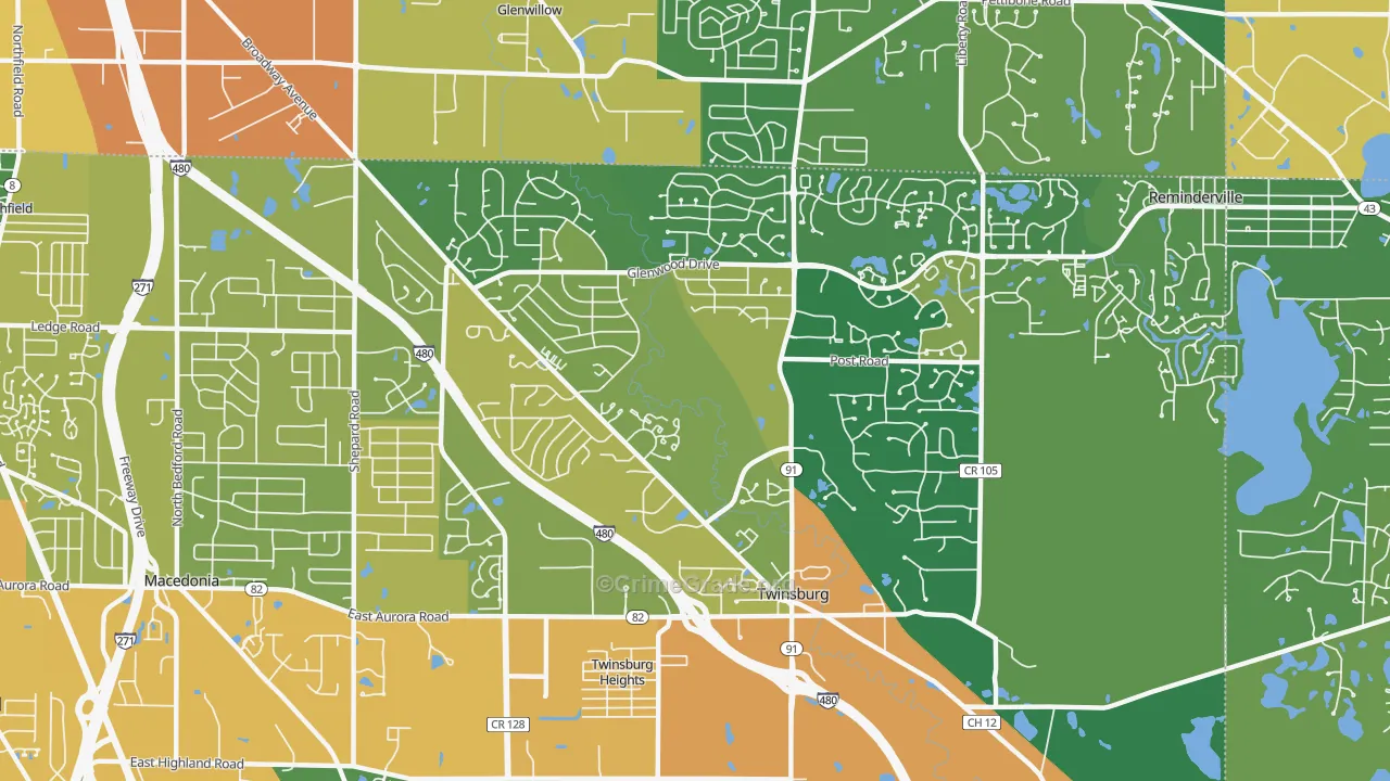 Twinsburg, OH Map of Vandalism Rates