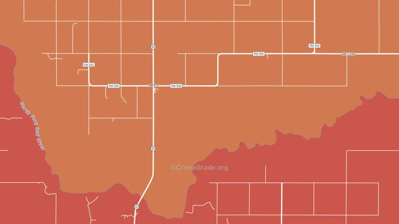 Twitty, TX Map of Vandalism Rates