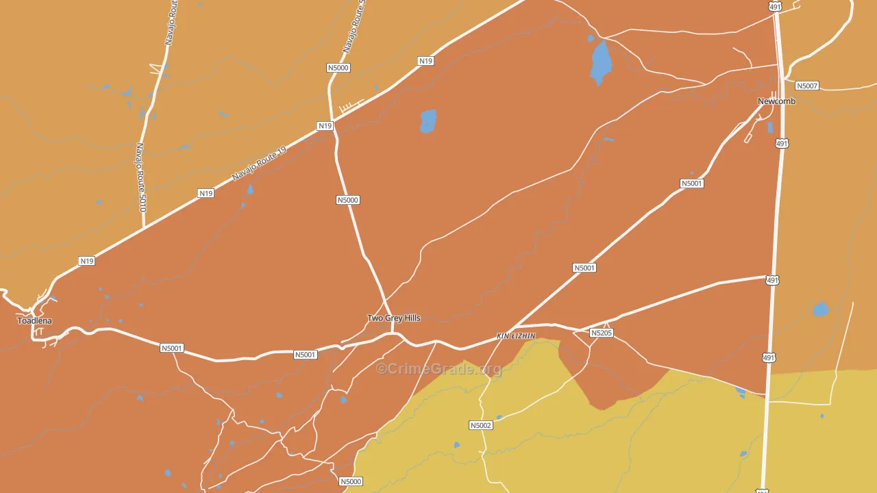 Two Grey Hills, NM Map of Vandalism Rates