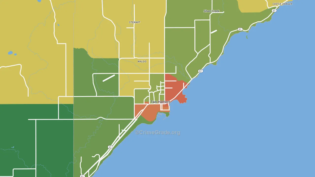 Two Harbors, MN Map of Vandalism Rates