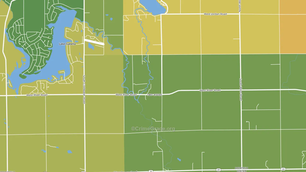 Two Rivers, MI Map of Vandalism Rates