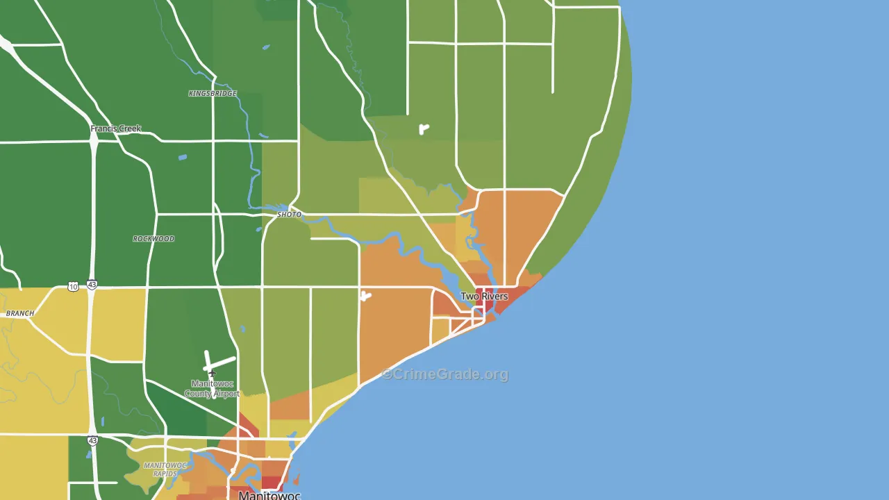 Two Rivers, WI Map of Vandalism Rates
