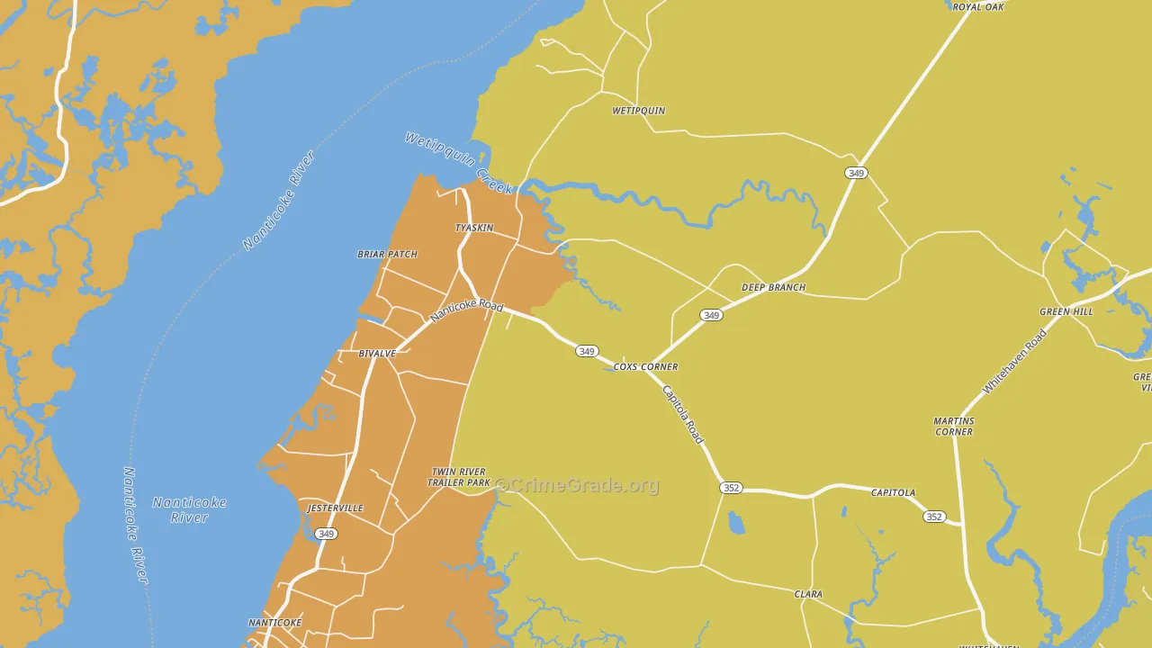 Tyaskin, MD Map of Vandalism Rates