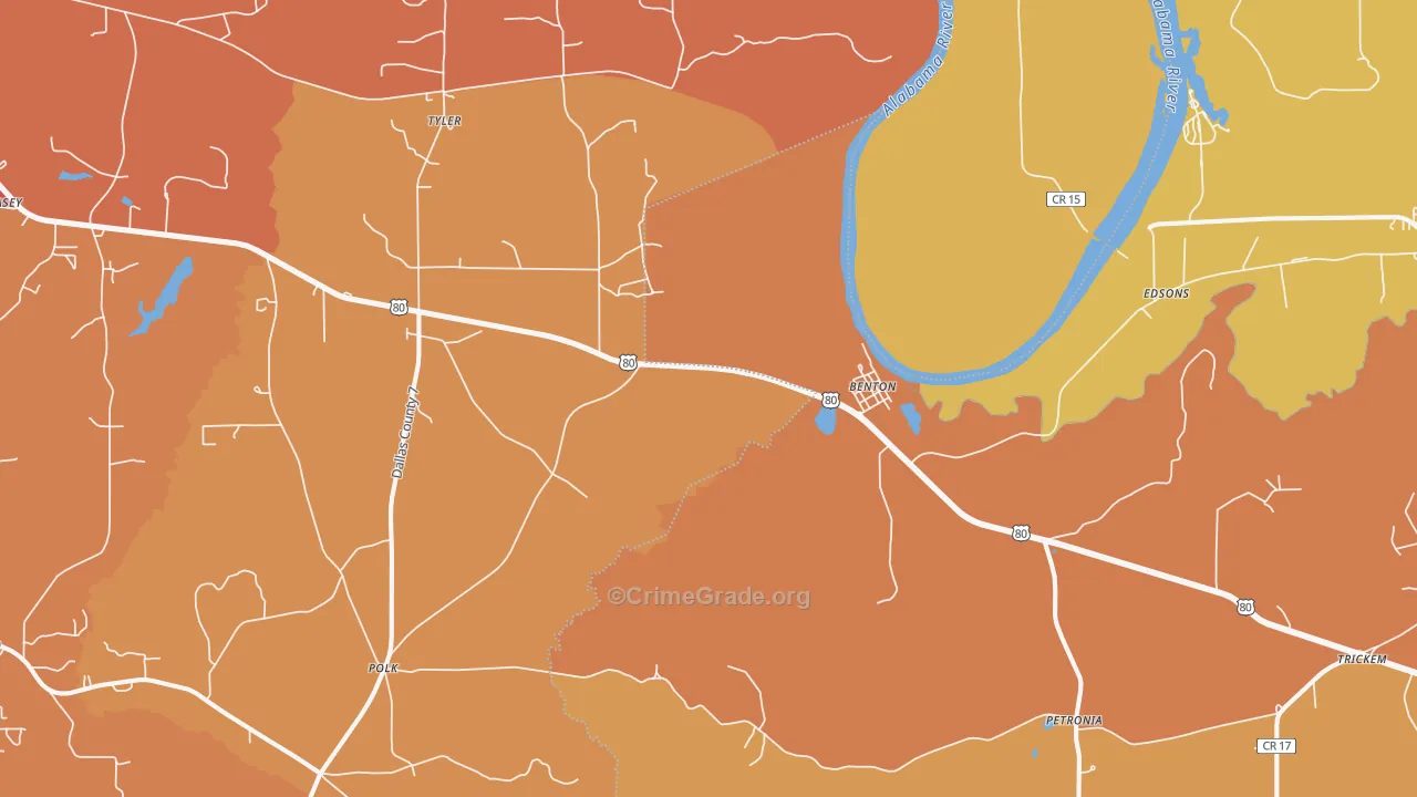 Tyler, AL Map of Vandalism Rates