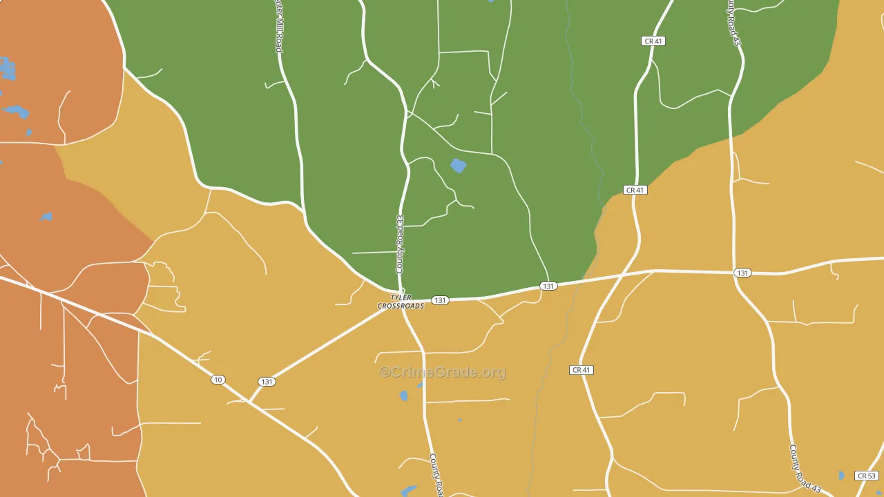 Tyler Crossroads, AL Map of Vandalism Rates