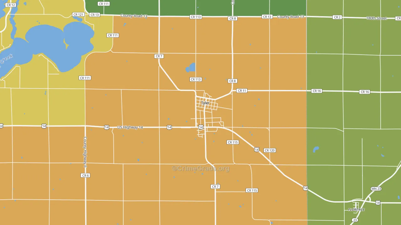 Tyler, MN Map of Vandalism Rates