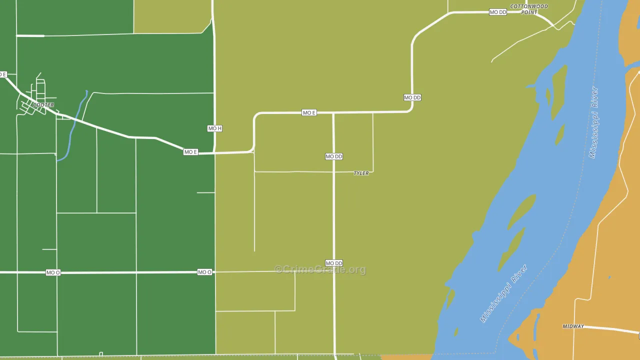 Tyler, MO Map of Vandalism Rates