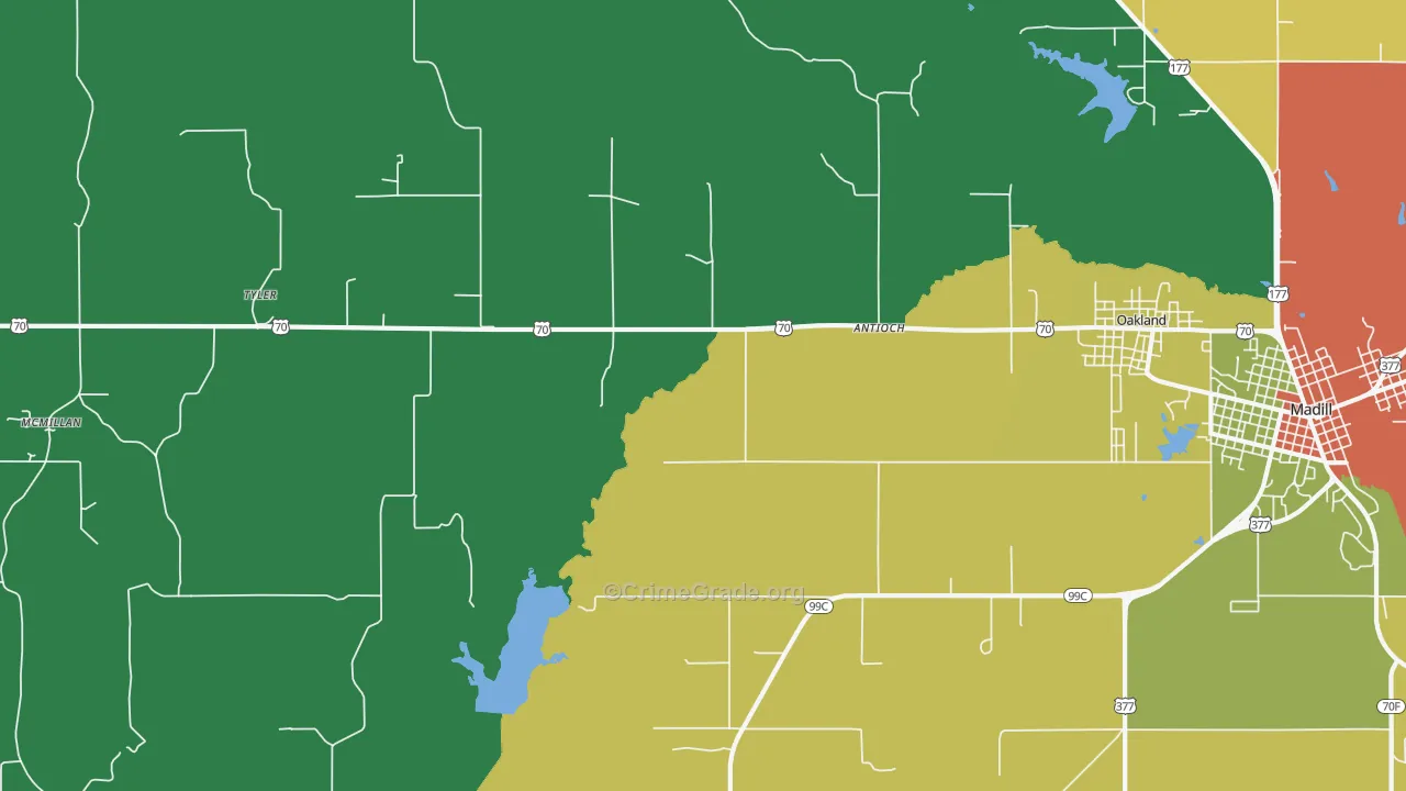 Tyler, OK Map of Vandalism Rates