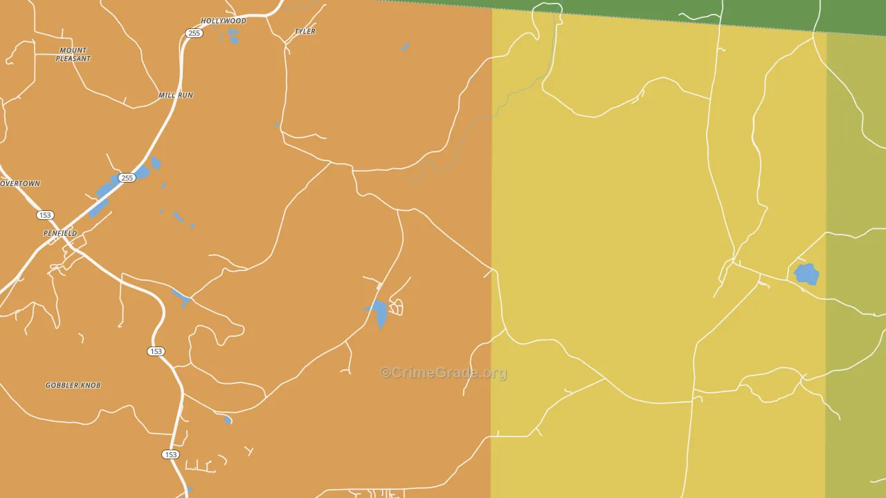 Tyler, PA Map of Vandalism Rates