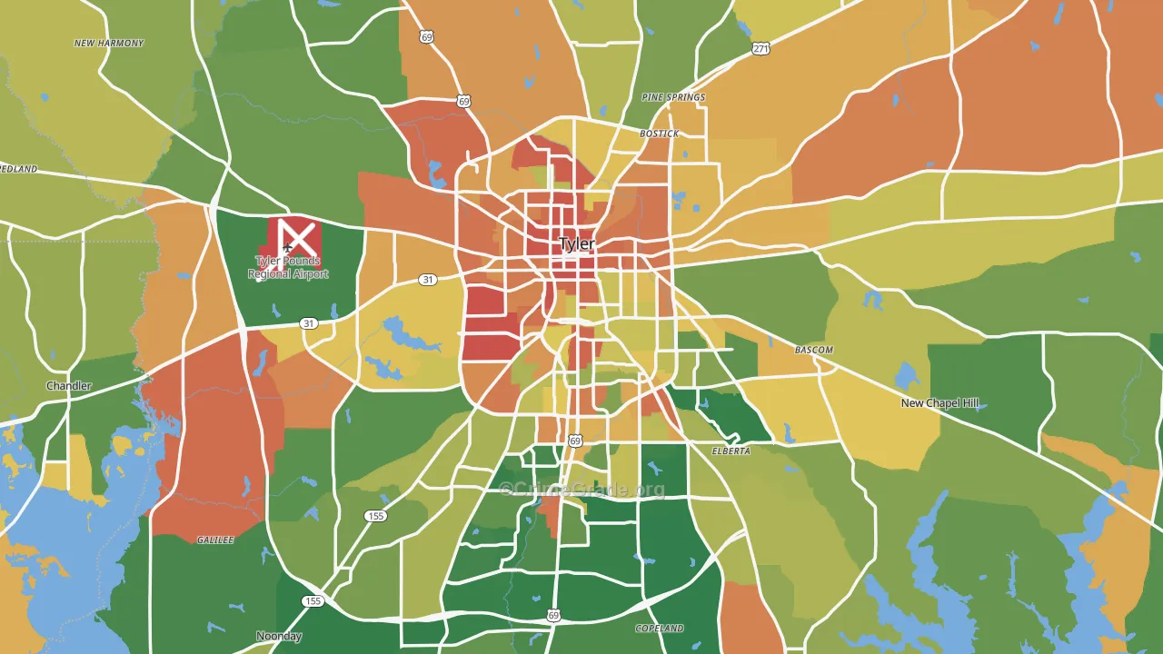 Tyler, TX Map of Vandalism Rates