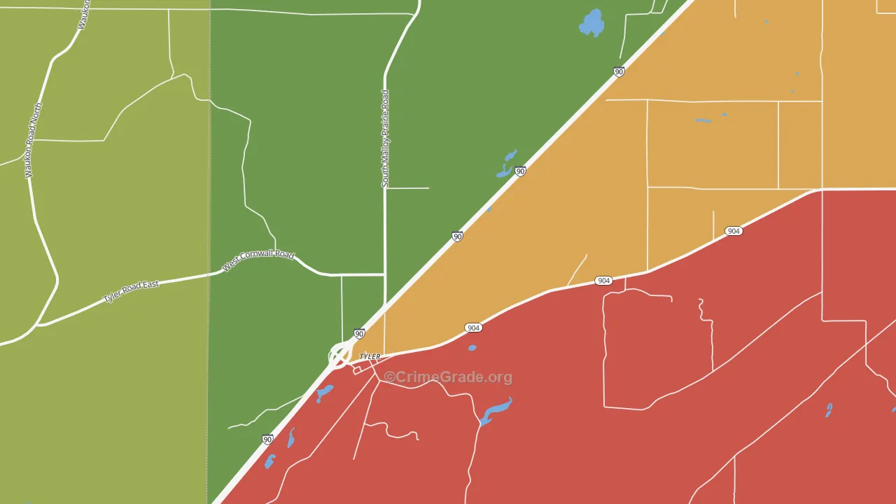 Tyler, WA Map of Vandalism Rates