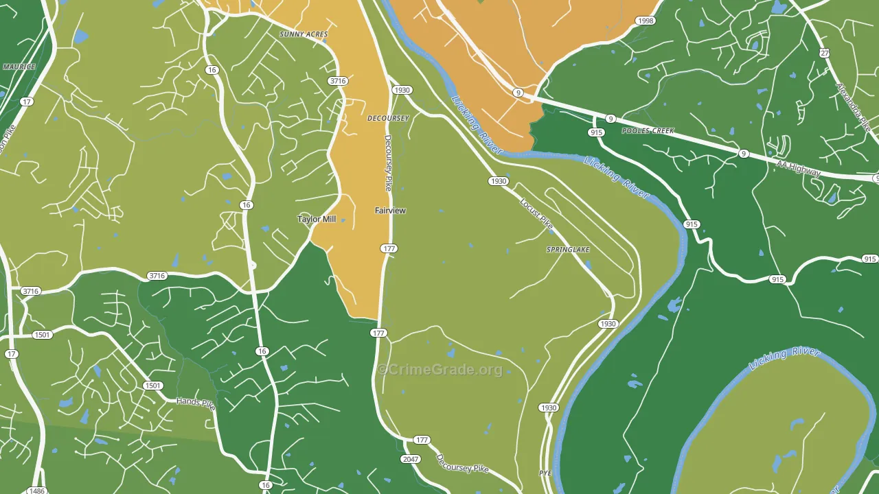 Tylor Mill, KY Map of Vandalism Rates