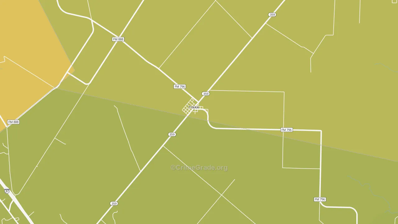 Tynan, TX Map of Vandalism Rates