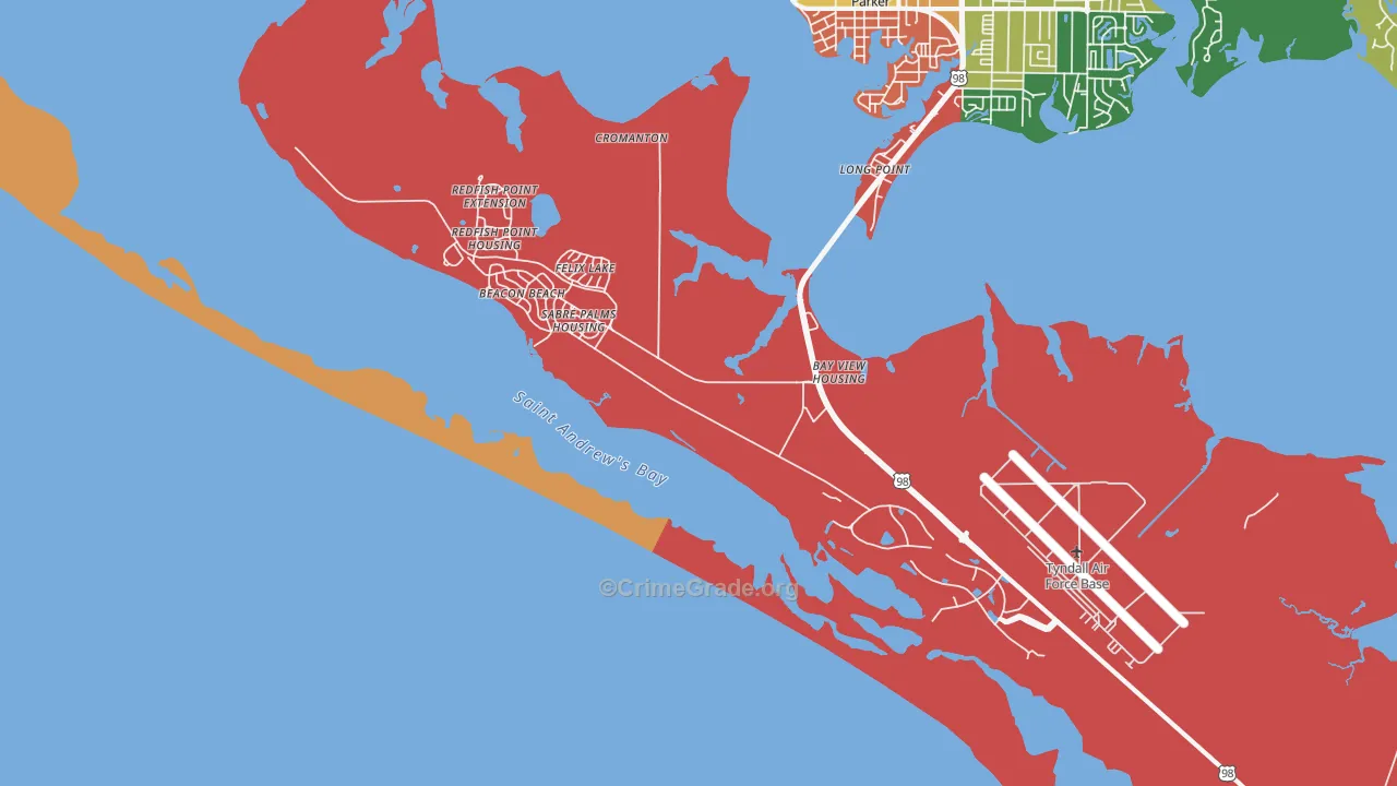 Tyndall AFB, FL Map of Vandalism Rates