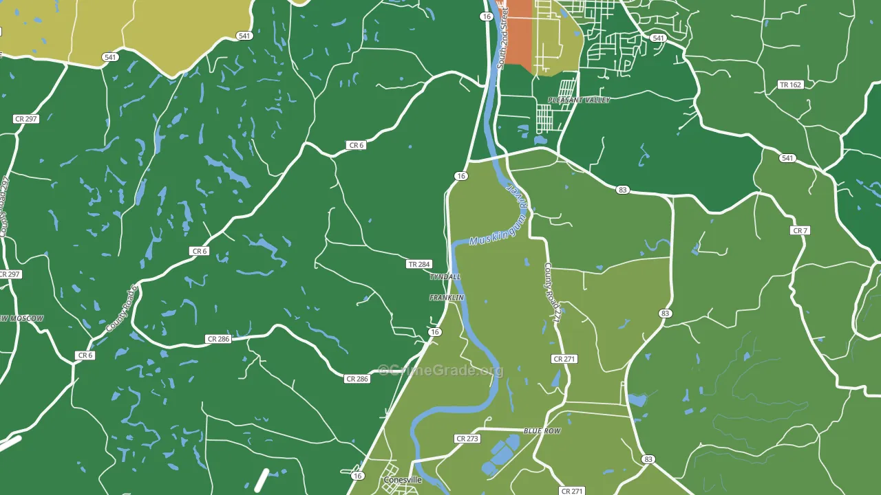 Tyndall, OH Map of Vandalism Rates