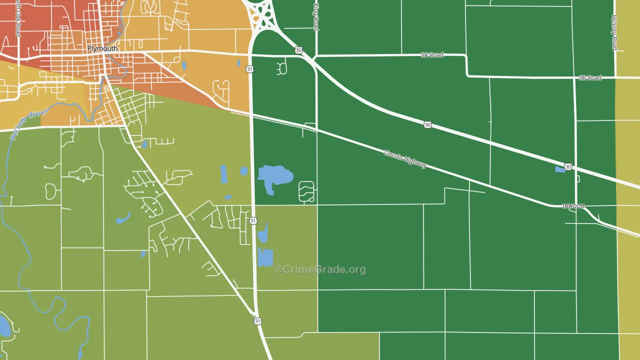 Tyner, IN Map of Vandalism Rates