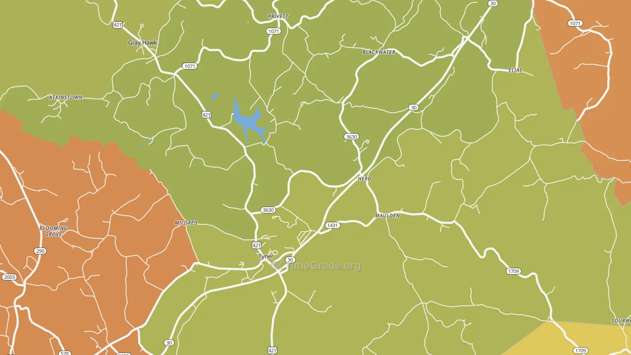 Tyner, KY Map of Vandalism Rates