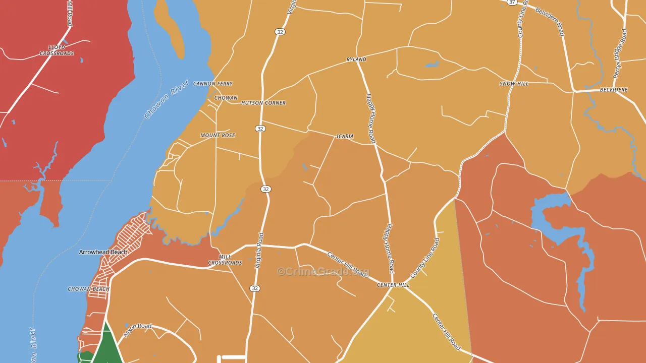 Tyner, NC Map of Vandalism Rates