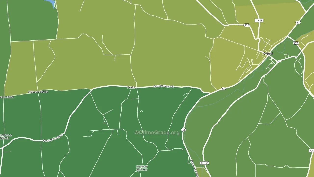 Tyner, NY Map of Vandalism Rates