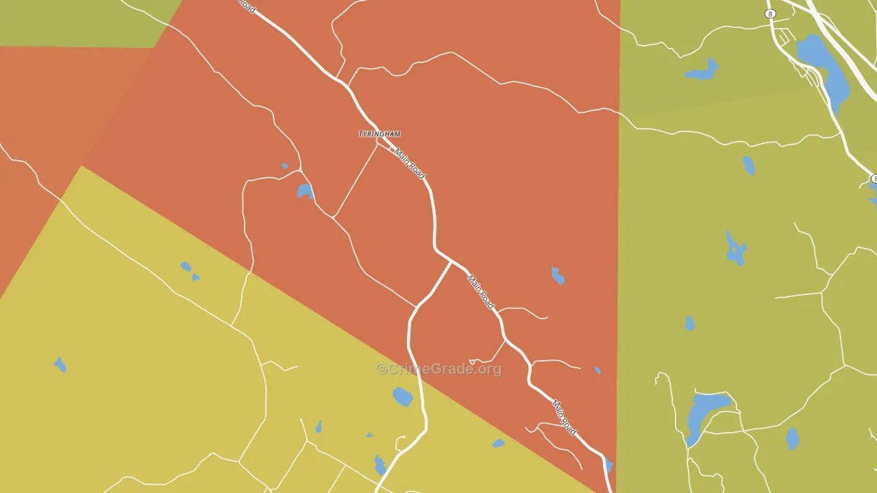 Tyringham, MA Map of Vandalism Rates