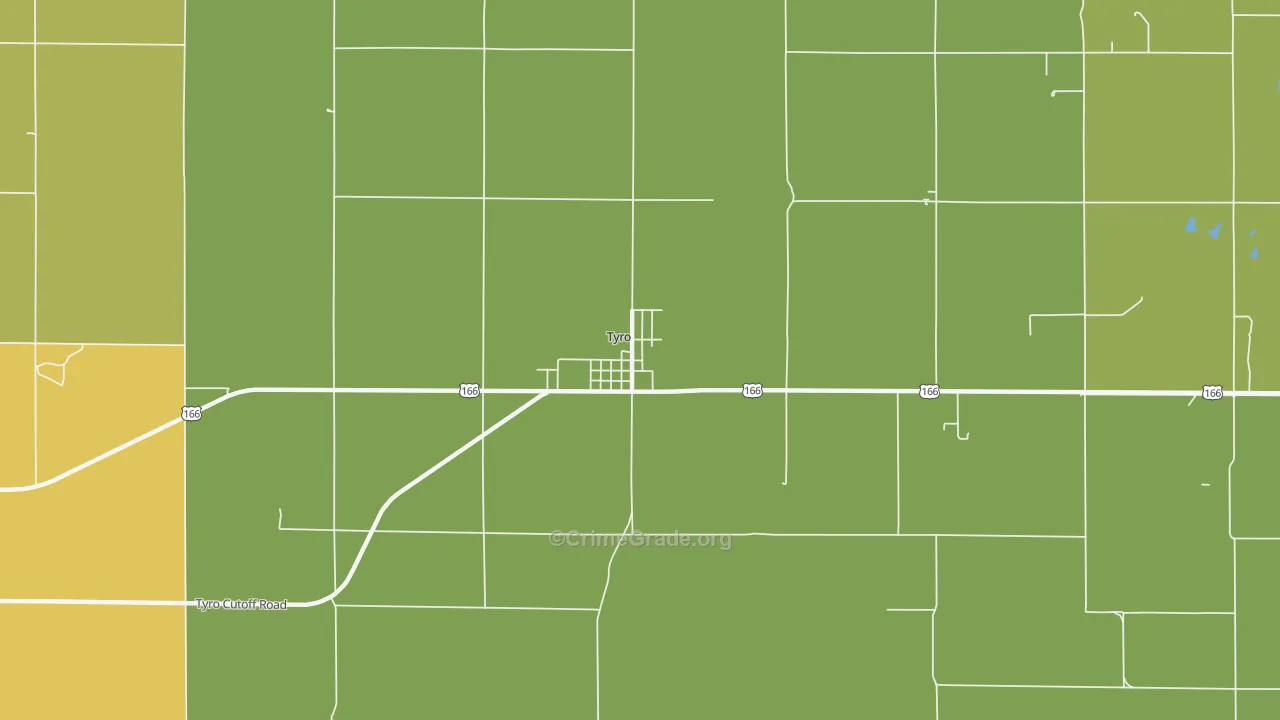 Tyro, KS Map of Vandalism Rates