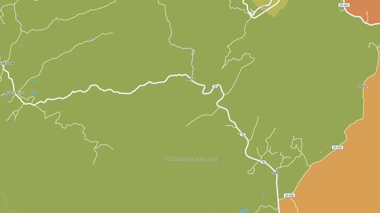 Tyro, VA Map of Vandalism Rates