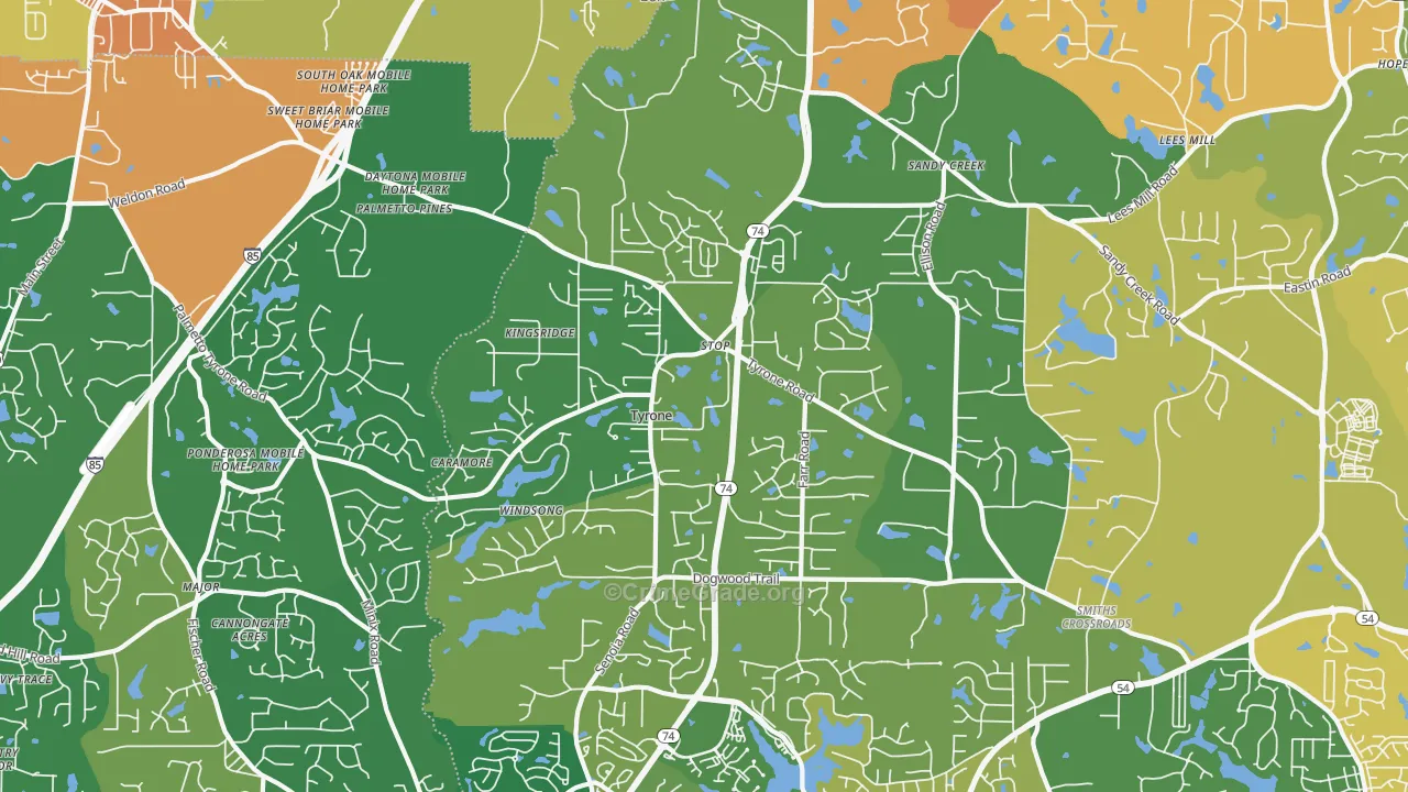 Tyrone, GA Map of Vandalism Rates