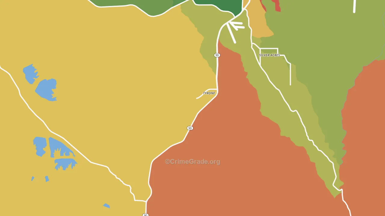 Tyrone, NM Map of Vandalism Rates